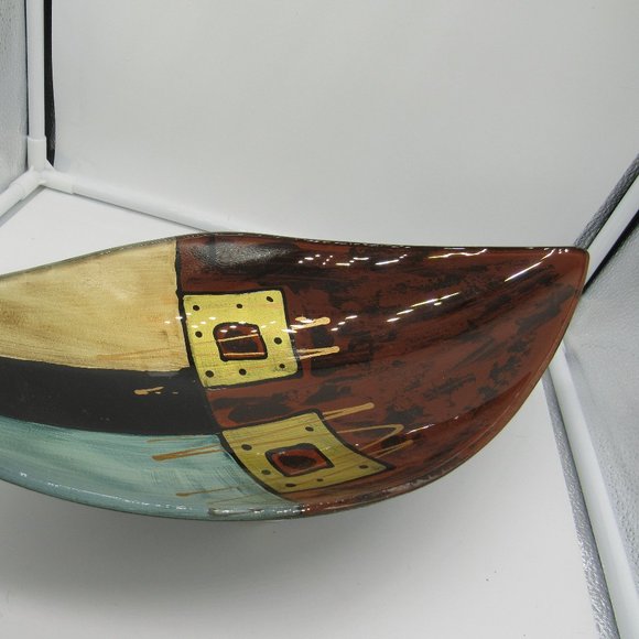 ART GLASS HOME DECOR.  15 X 7 X 5.  HAND PAINTED AND SIGNED. - Picture 2 of 7